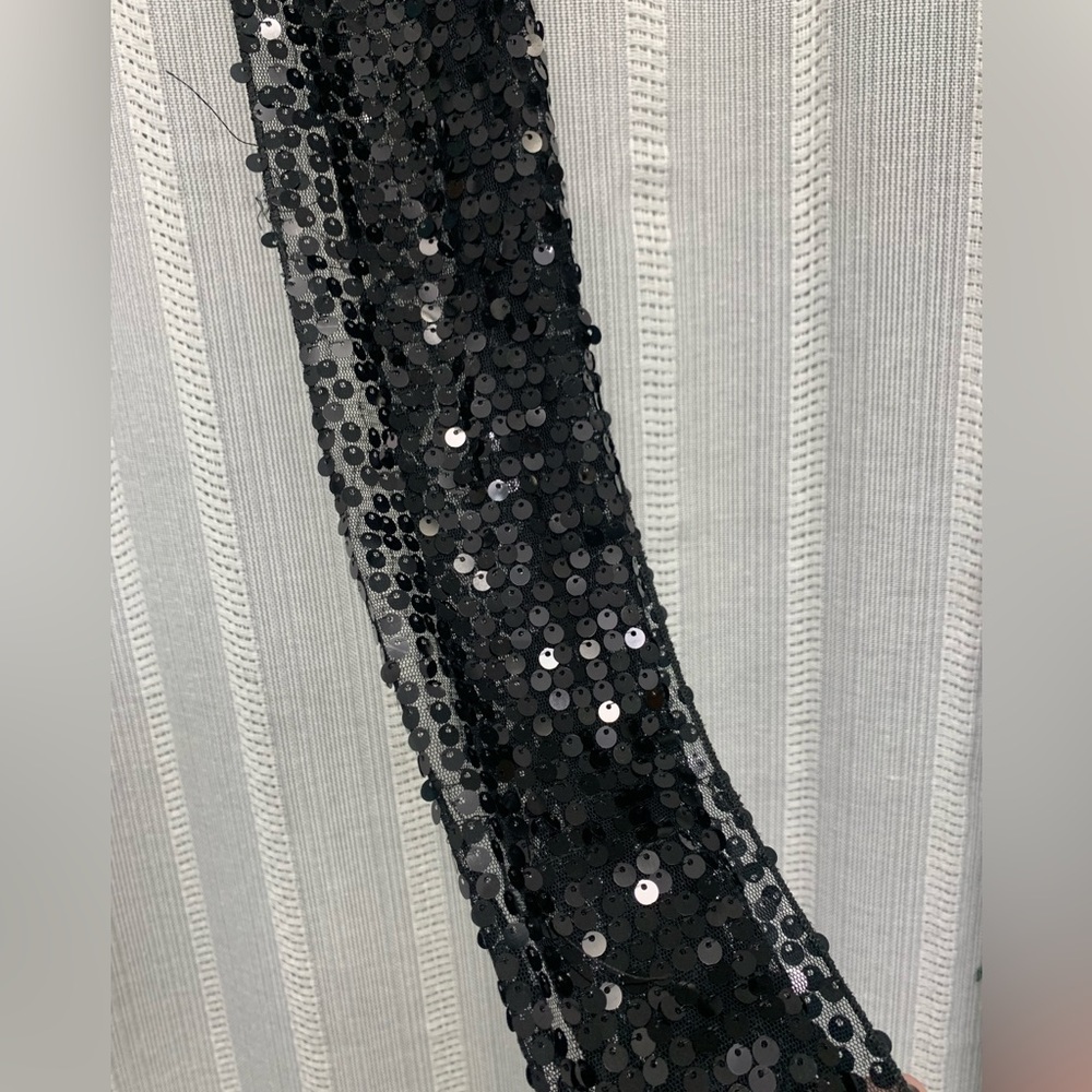 Set of 2 Sequin Mesh Crochet Scarfs Wraps Fringe Y2K - Picture 3 of 6